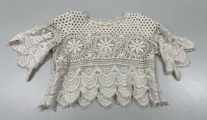 Women's Ivory Crochet Crop Top, Size XS